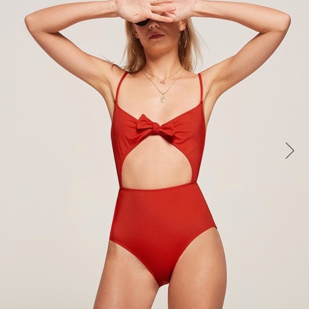 Reformation Tropicana one piece in cherry